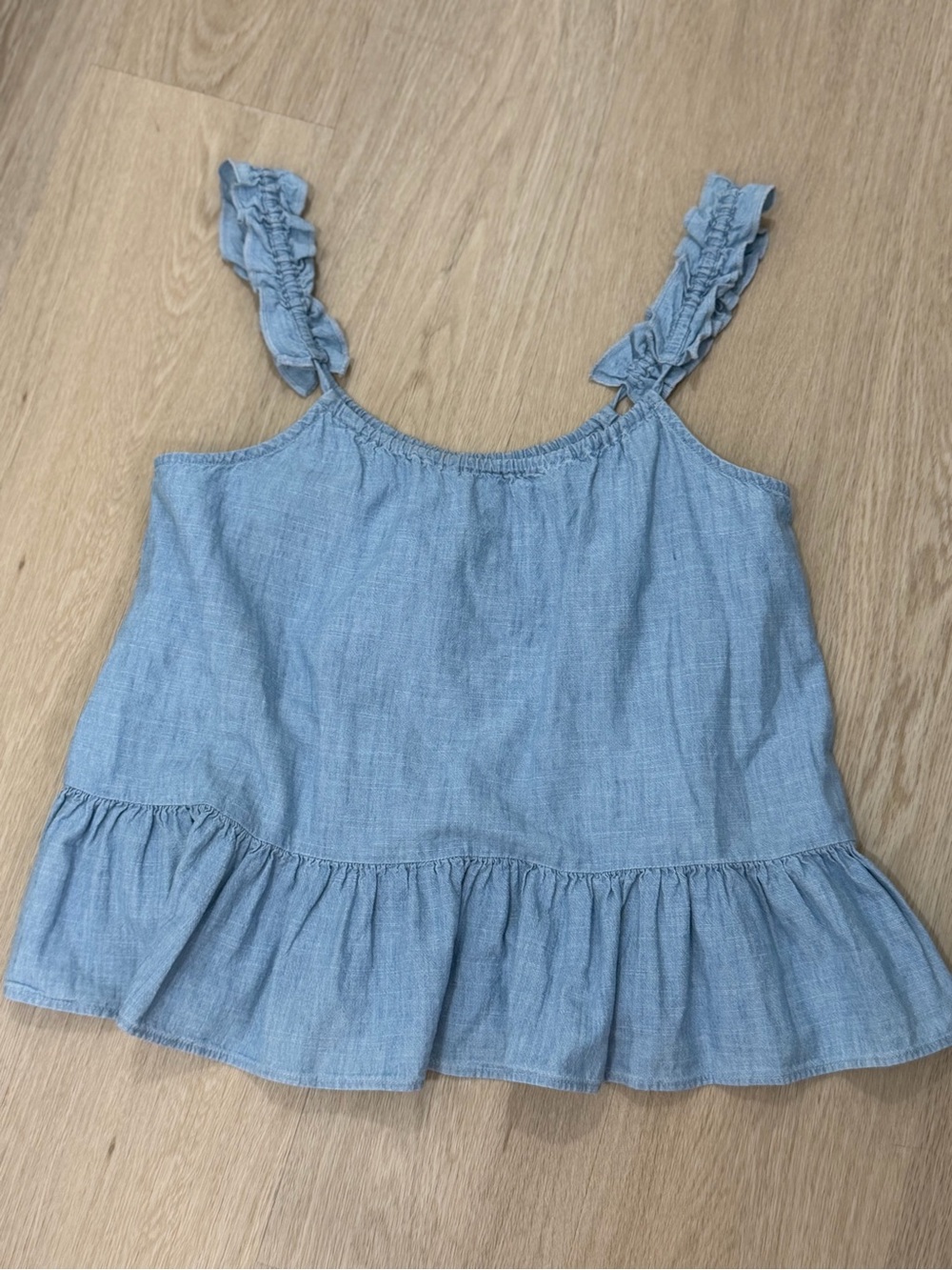 Madewell Light Blue Ruffle Strap Camisole